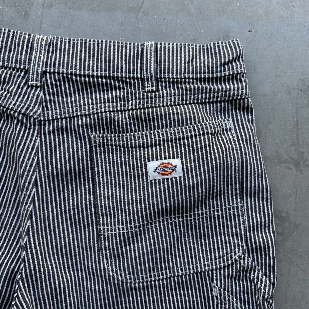 Dickies Hickory Striped Carpenter Shorts Mens Size 36 Workwear Utility Denim